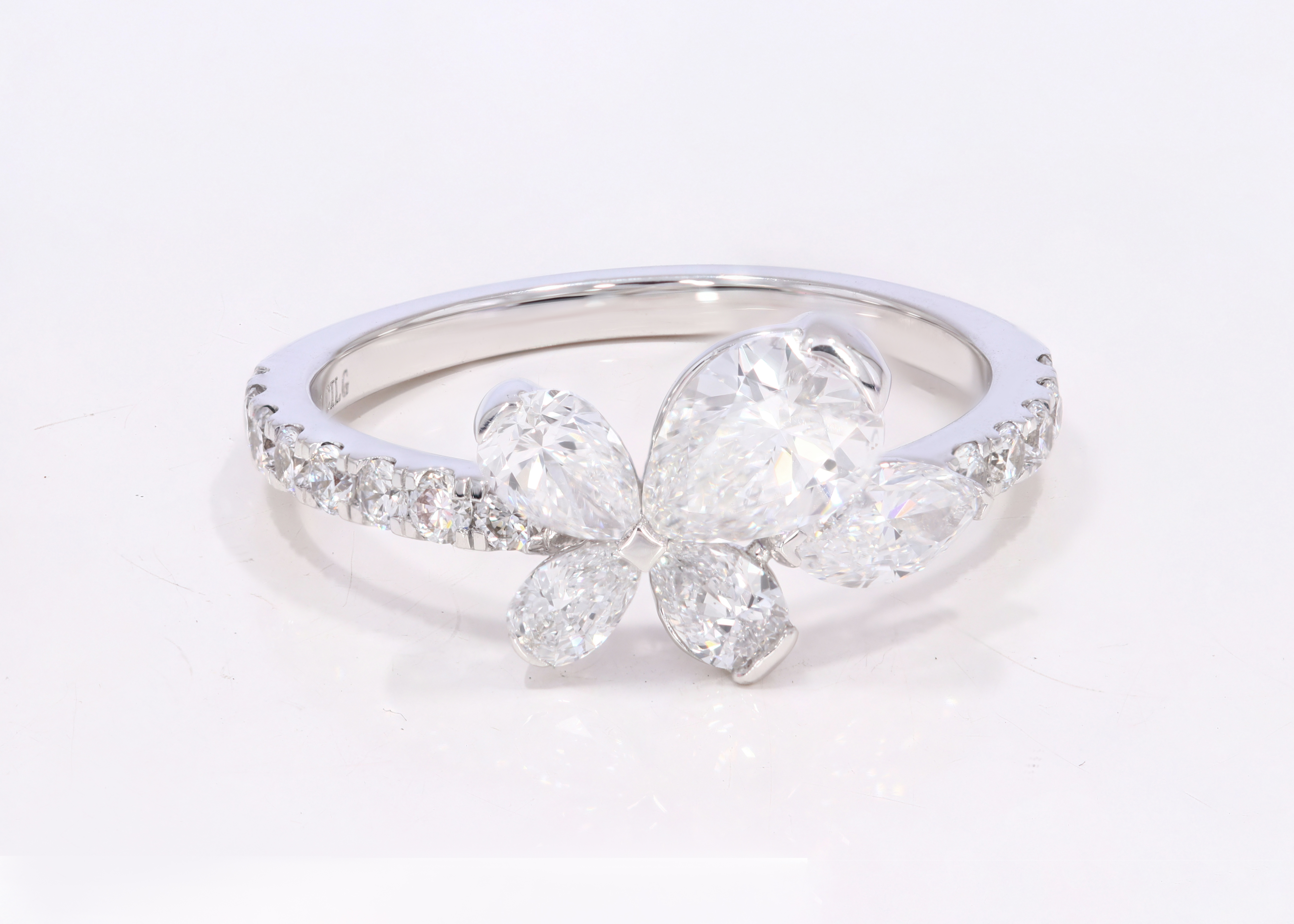 Butterfly New Concept Ring with Pear Diamond