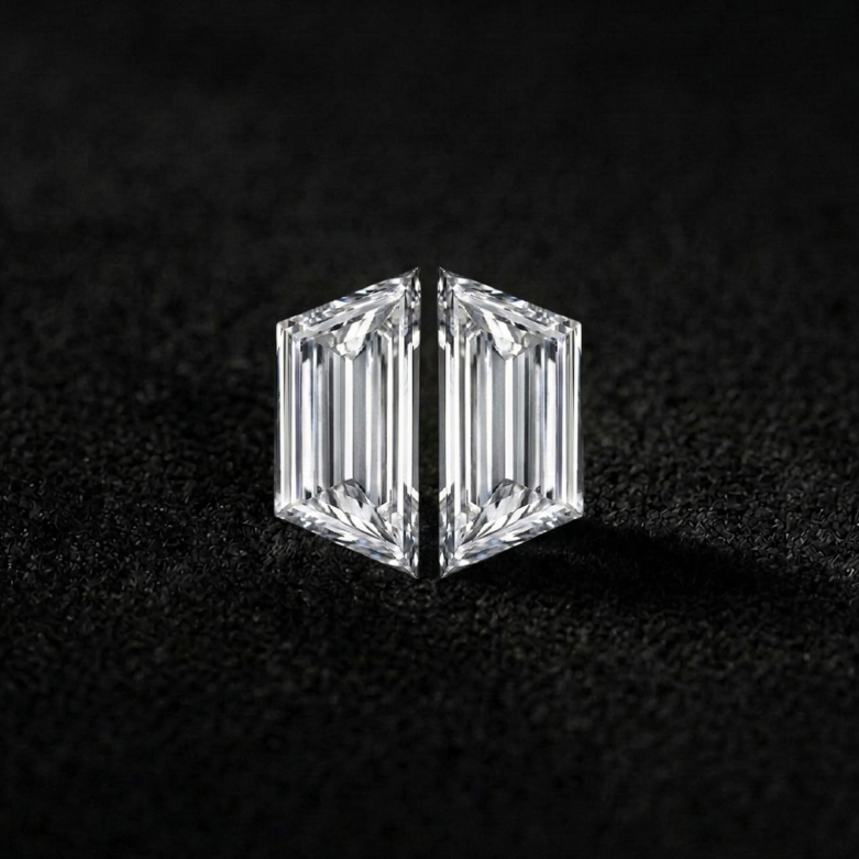 Trapezoid Shape Natural Diamond Matching Pair