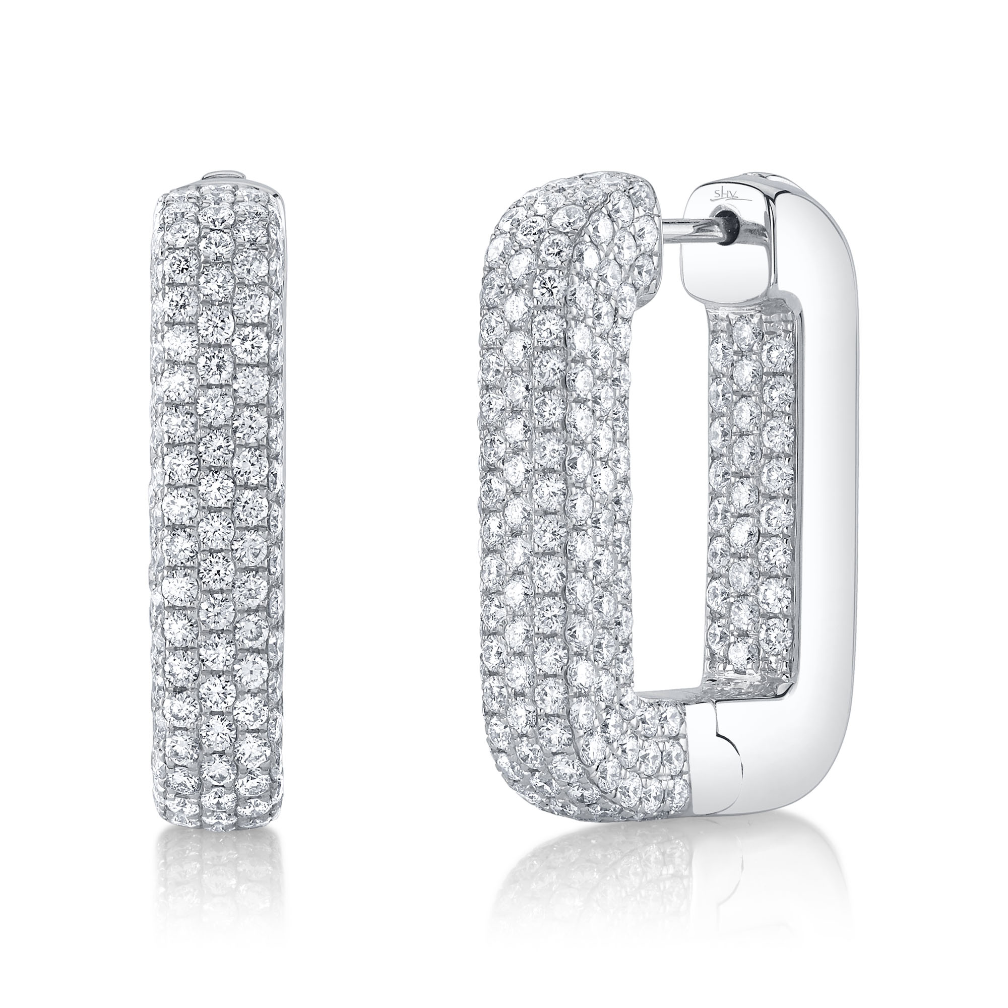 Pave Diamond Rectangle Hoop
