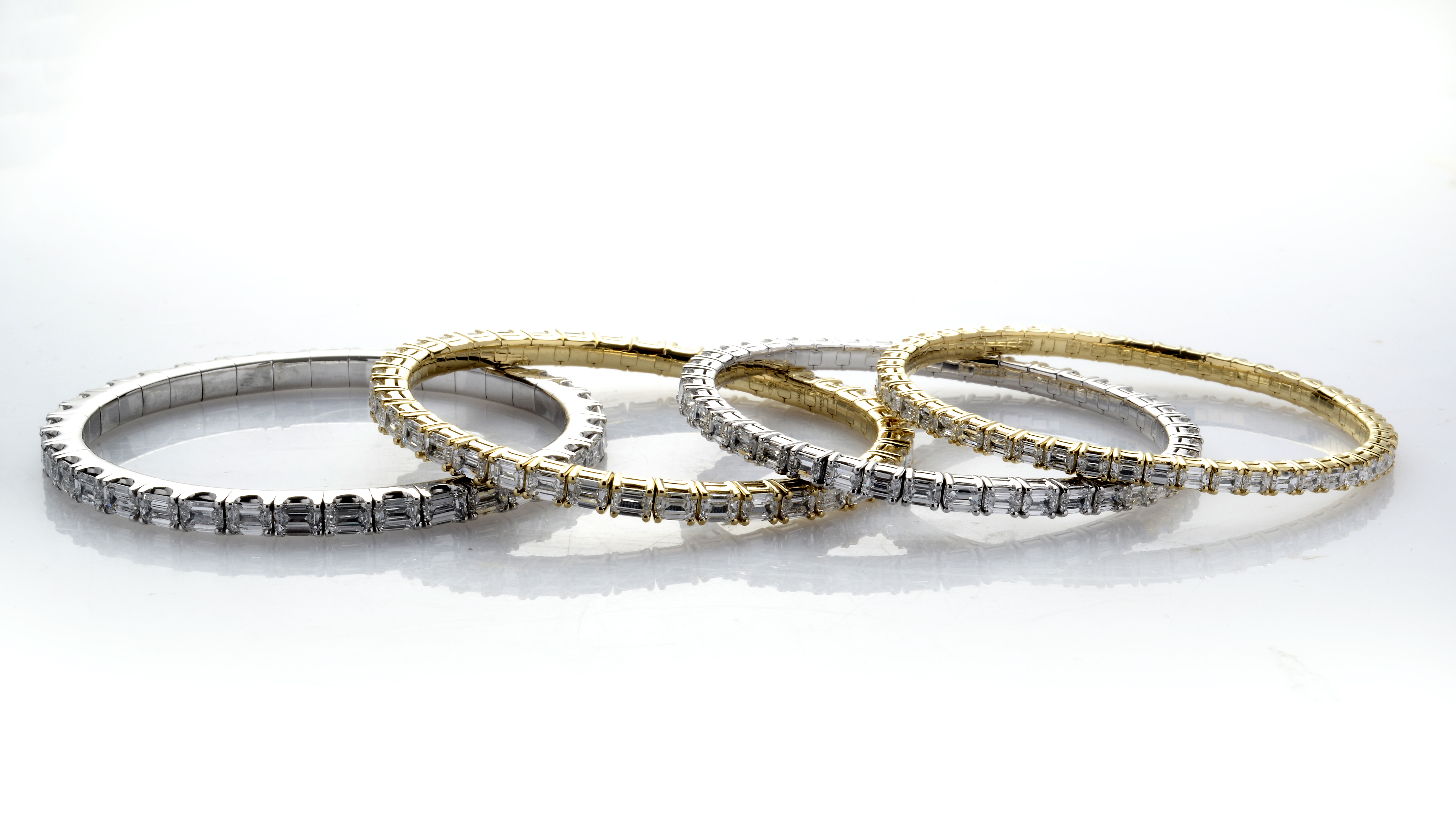 Expandable Emerald Cut Diamond Bracelets
