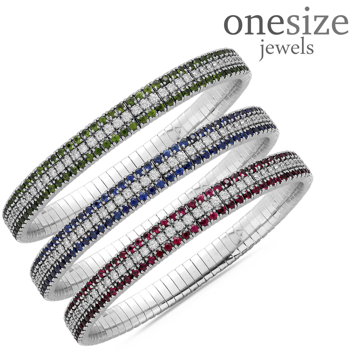 Expandable Diamonds and Colored Stones Bracelets
