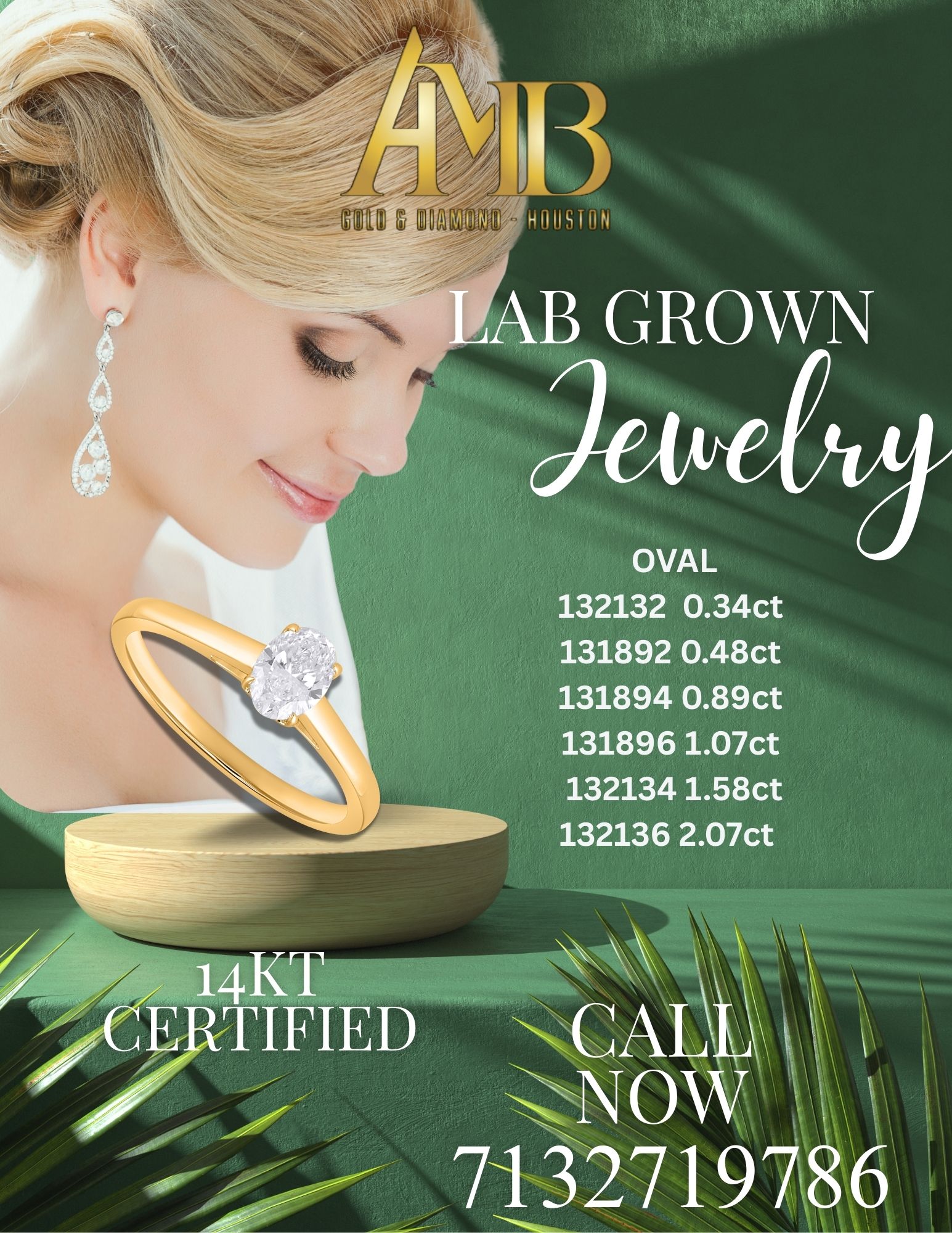 14K Lab Grown Jewelry - Oval
