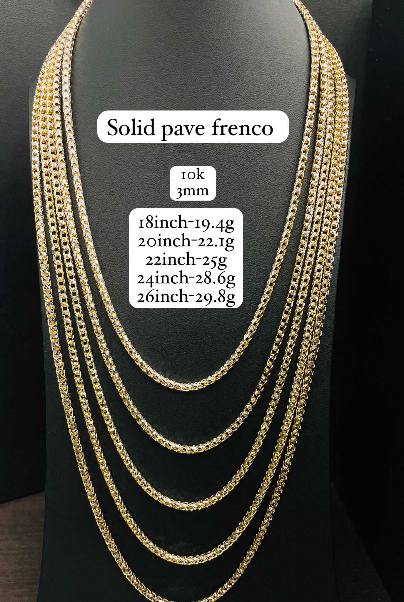 10K SOLID PAVE FRENCO NECKLACE / BRACELETS