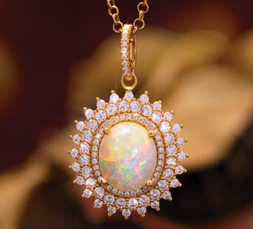 Yellow Flash Plating 6 carat Ethiopian Opal Pendan