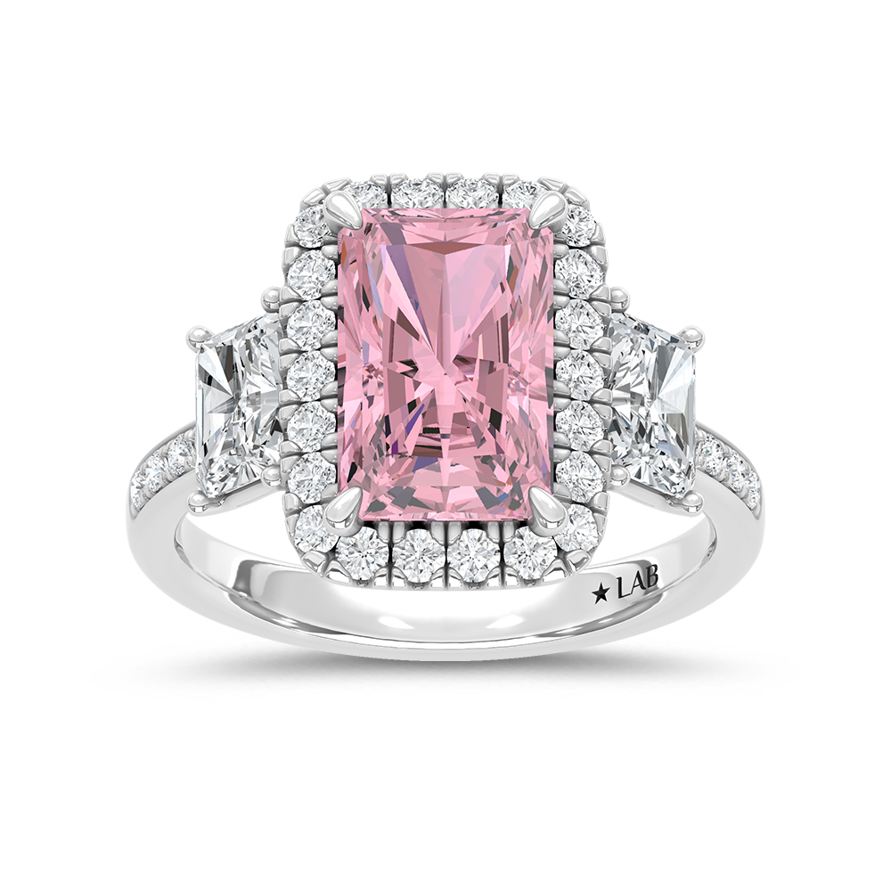 14K White Gold 4 1/2 Ct. Pink Radiant Diamond Ring