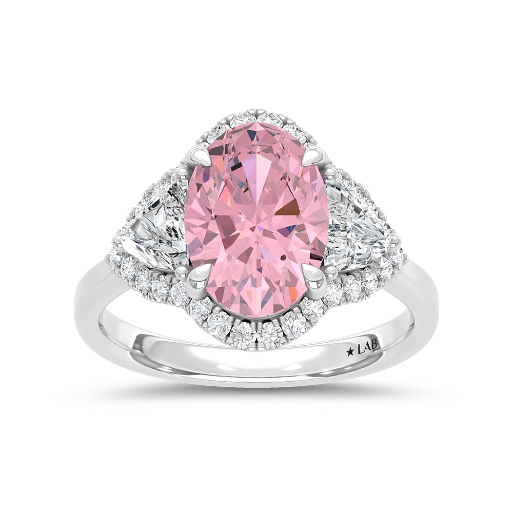 14K White Gold 4 Ct. Pink Oval Ring