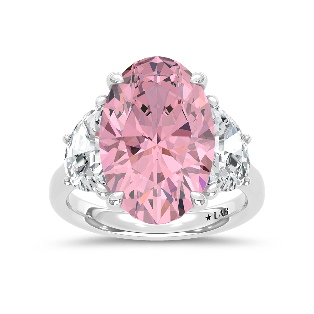 14K White Gold 10 1/2 Ct. Pink Oval Ring