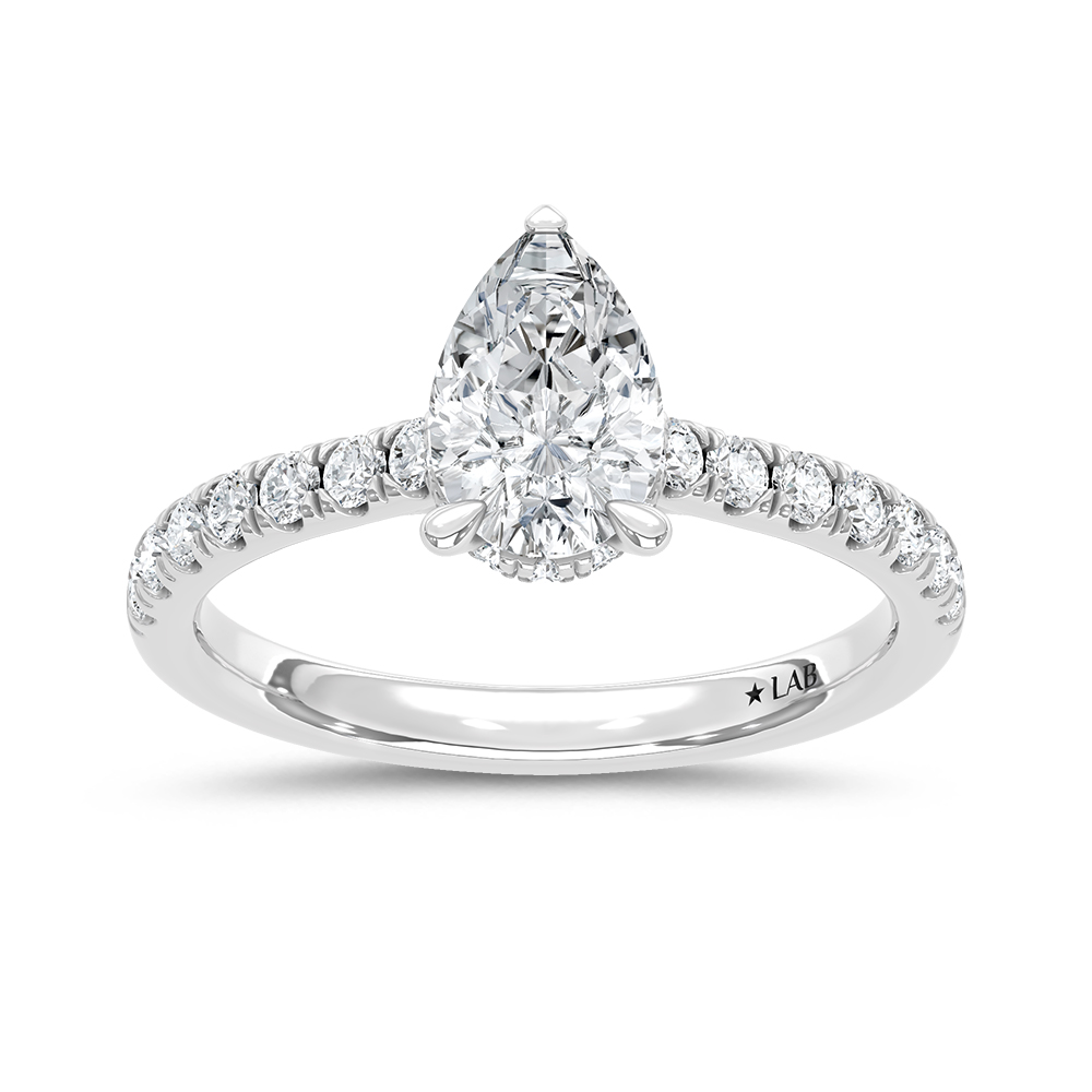14K White Gold Hidden Halo Engagement Ring