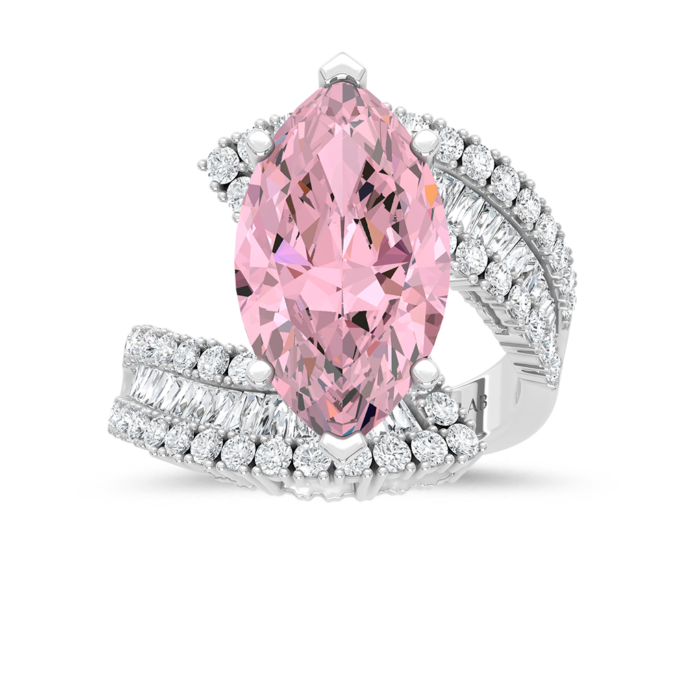 14K White Gold 5 5/8 Ct.Tw. Pink Marquise Ring