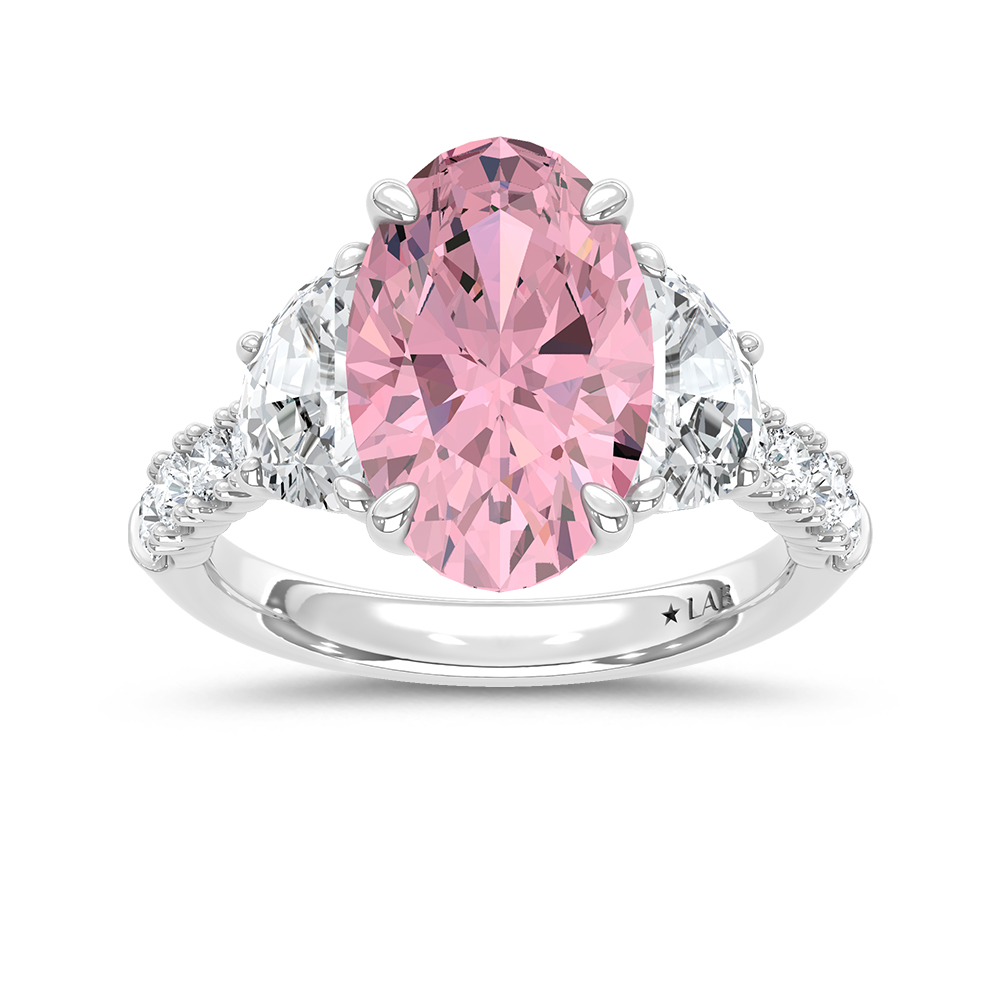 14K White Gold 6 7/8 Ct.Tw. Pink Oval ring