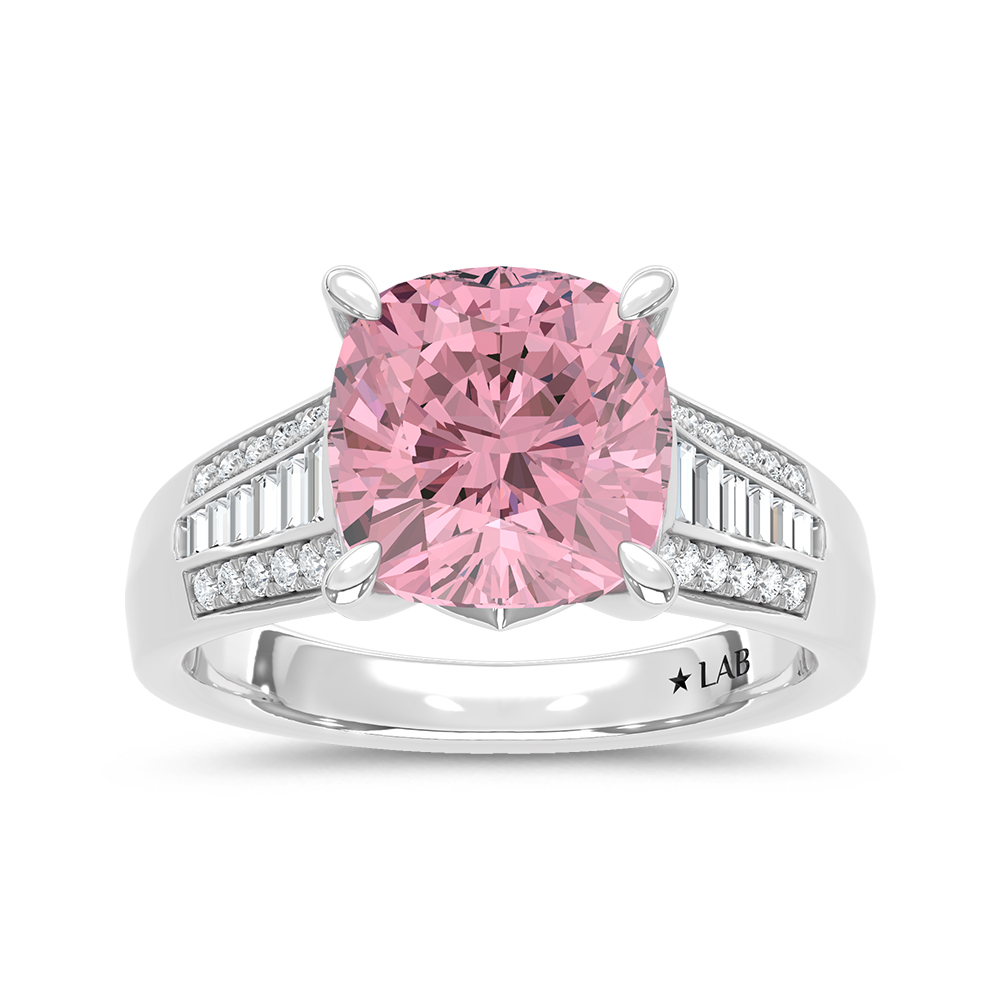 14K White Gold 5 1/3 Ct. Pink Oval Ring