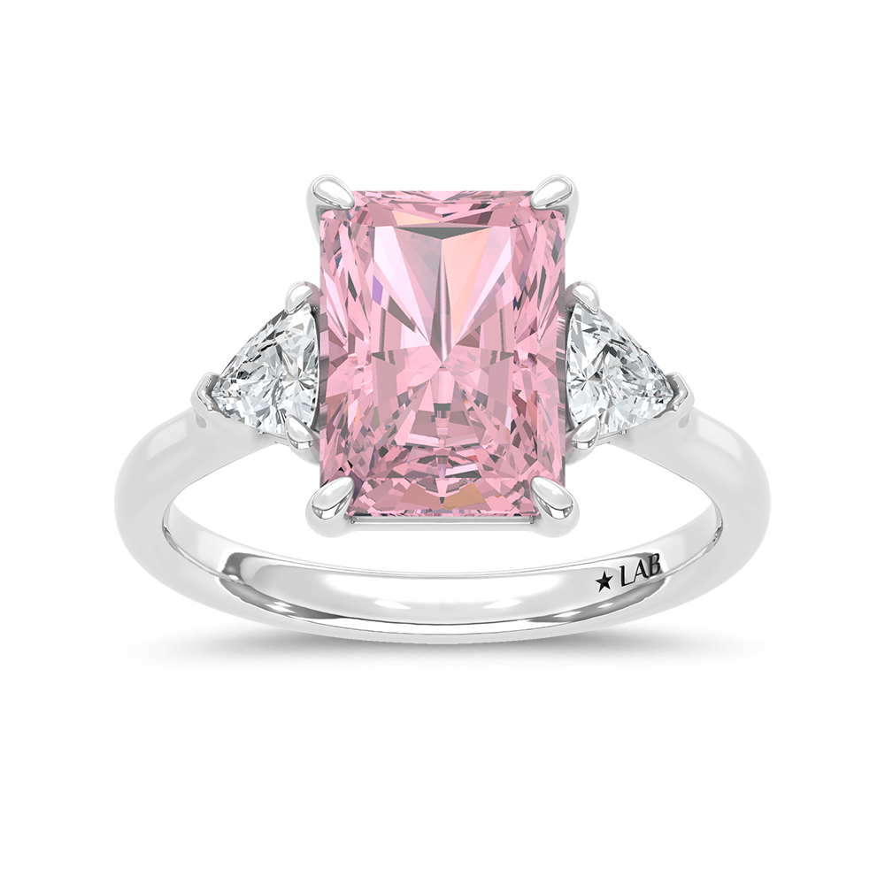 14K White Gold 4 5/8 Ct. Pink Radiant Ring