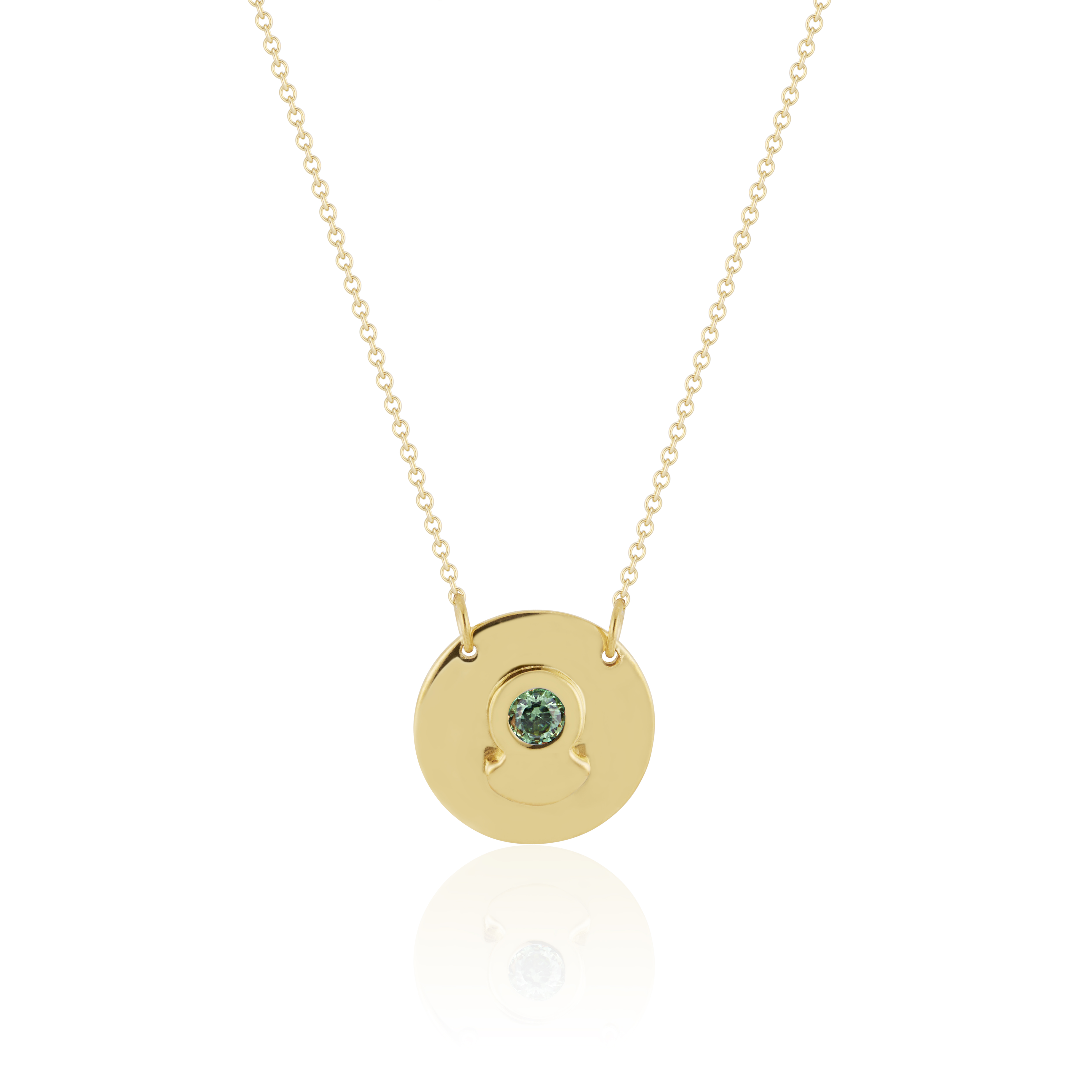 Small Crescent Medallion with Green Amethyst