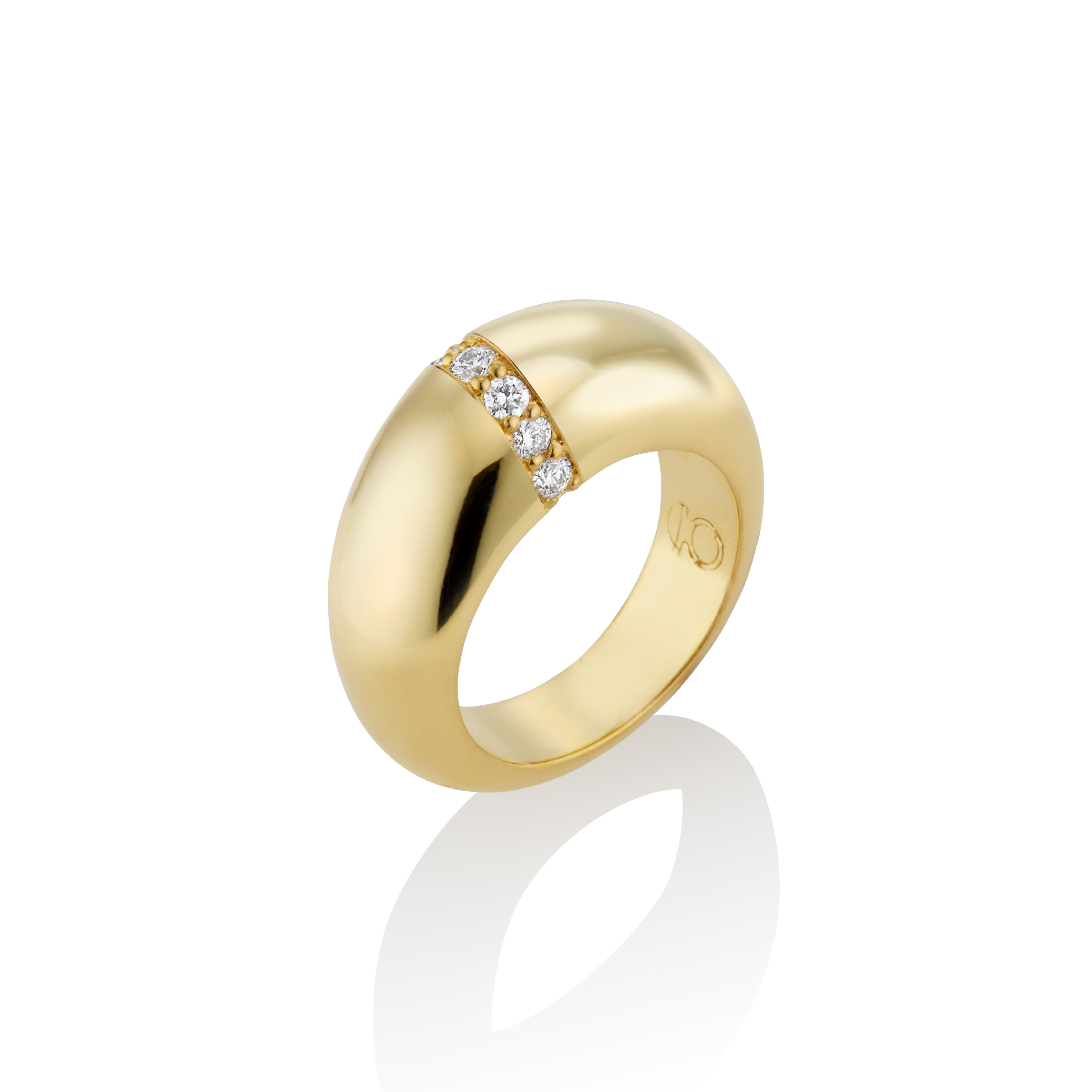 Egg Dome Ring with Diamond Pave