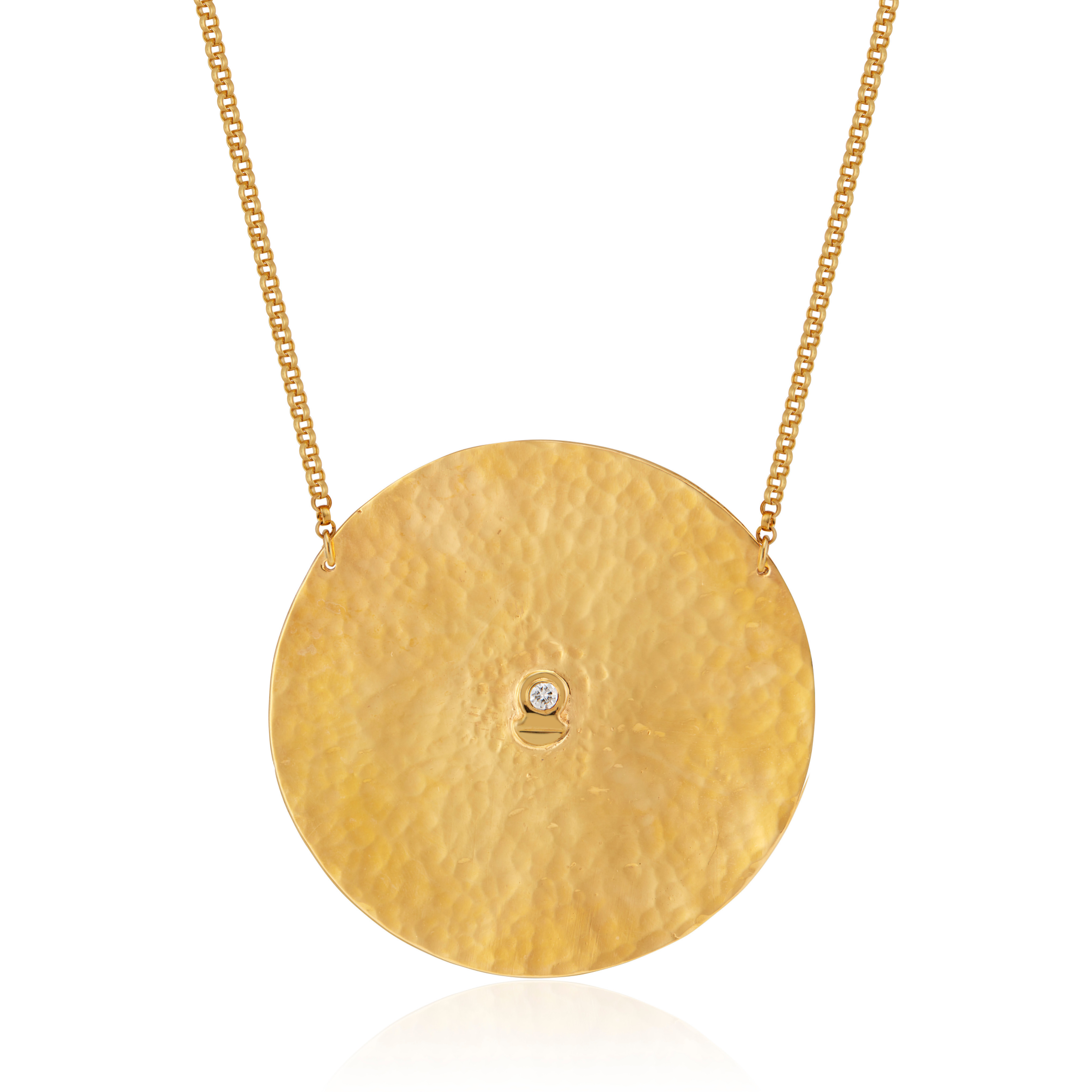 Gold Vermeil Large Crescent Medallion w/Diamond