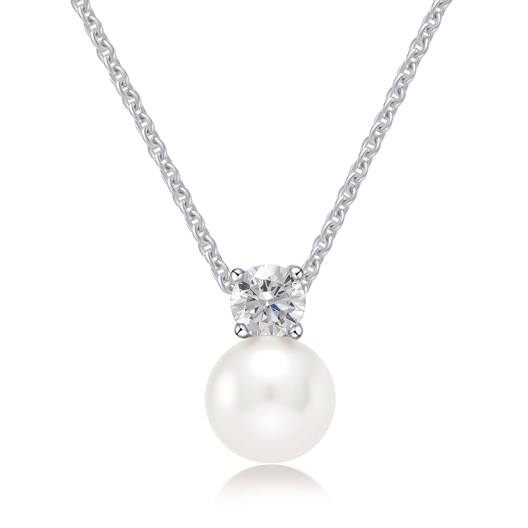 Lab Grown Diamond 14K White Gold Pearl Pendant