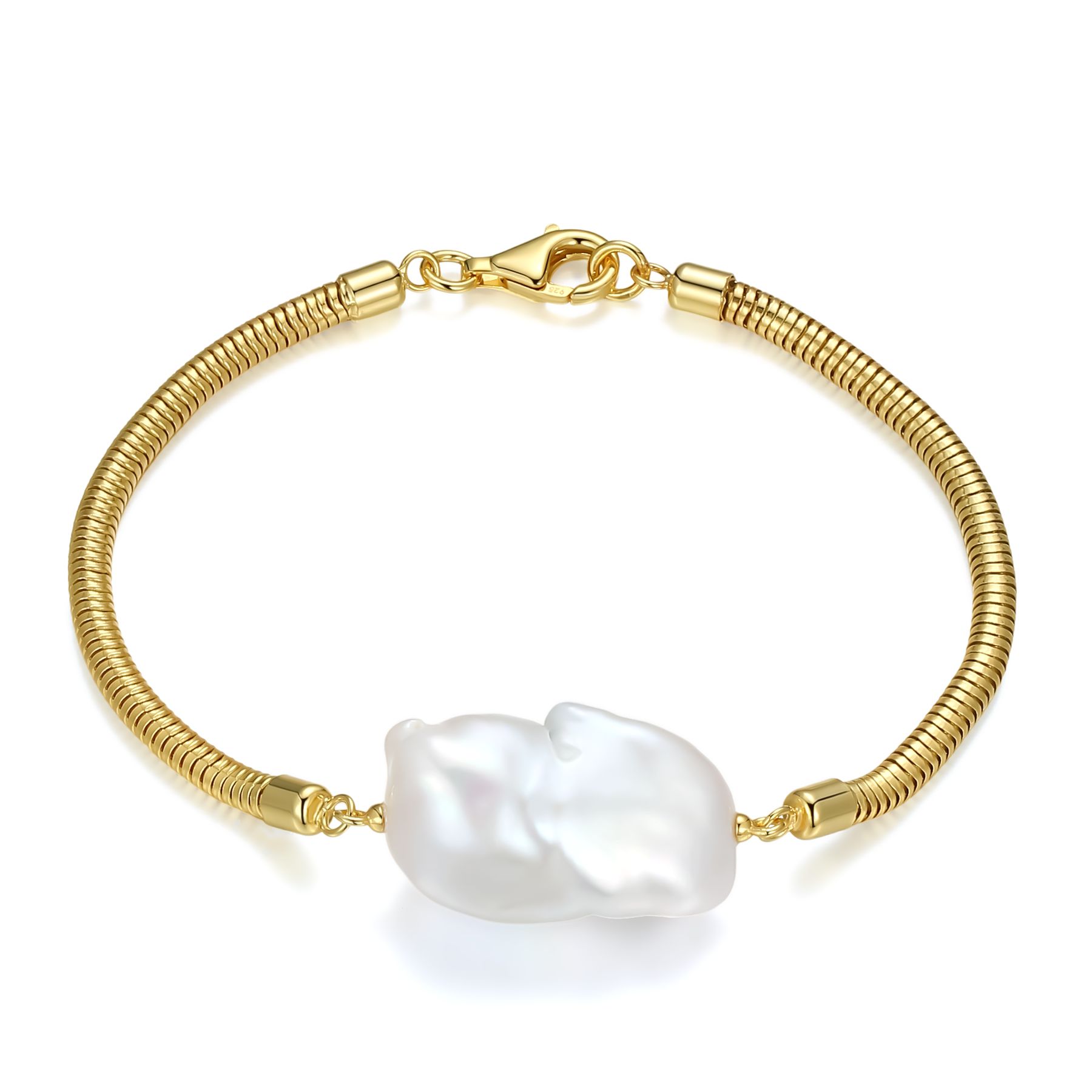 Baroque Freshwater Pearl 925 Silver Bracelet