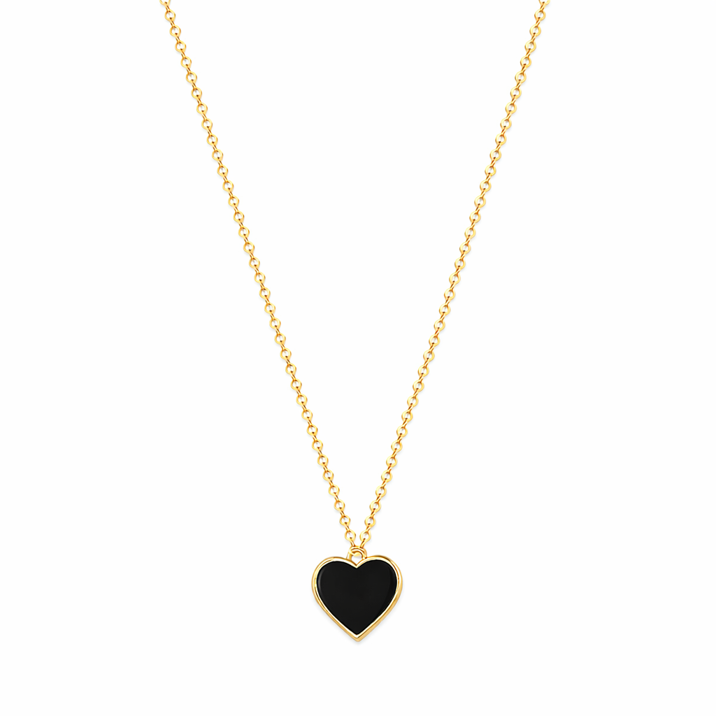 Single Hearted Girl Black Heart Pendant Necklace