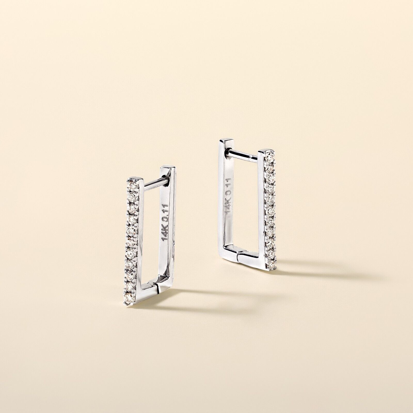 Natural Diamond Rectangle Hoop Earrings
