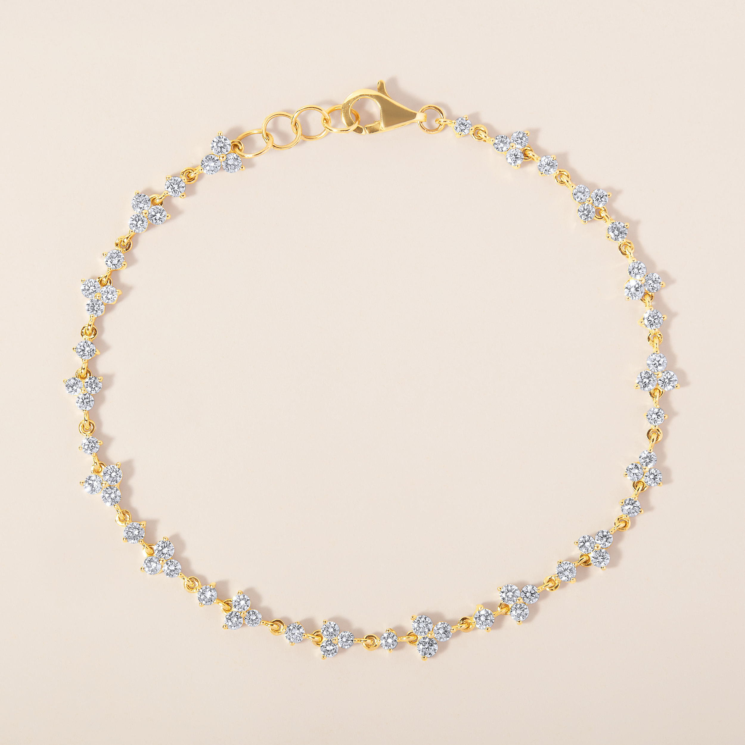 14K Gold 2.2ct Natural Diamond Trio Link Bracelet