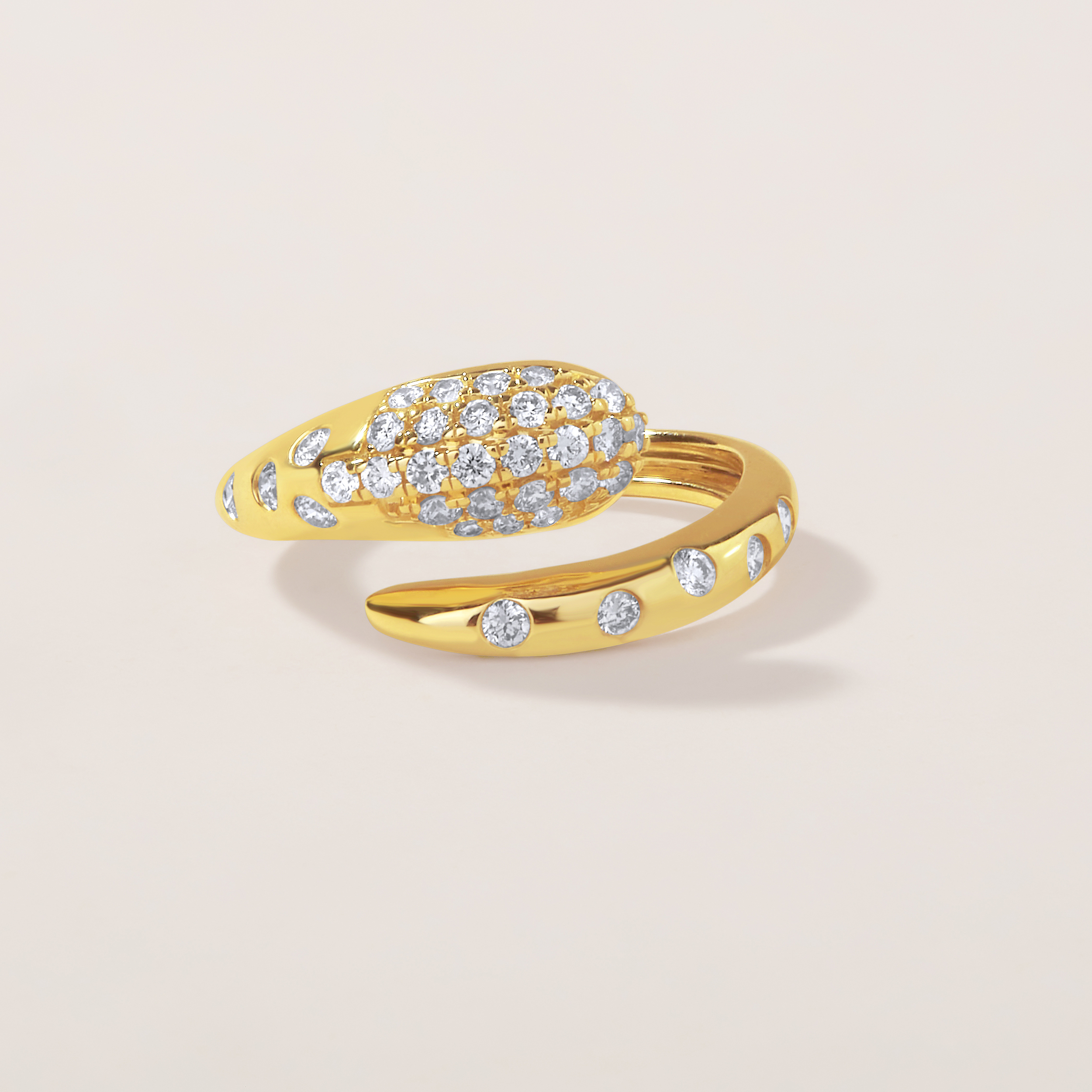 14K Gold 0.34ct Natural Diamond Snake Pinky Ring