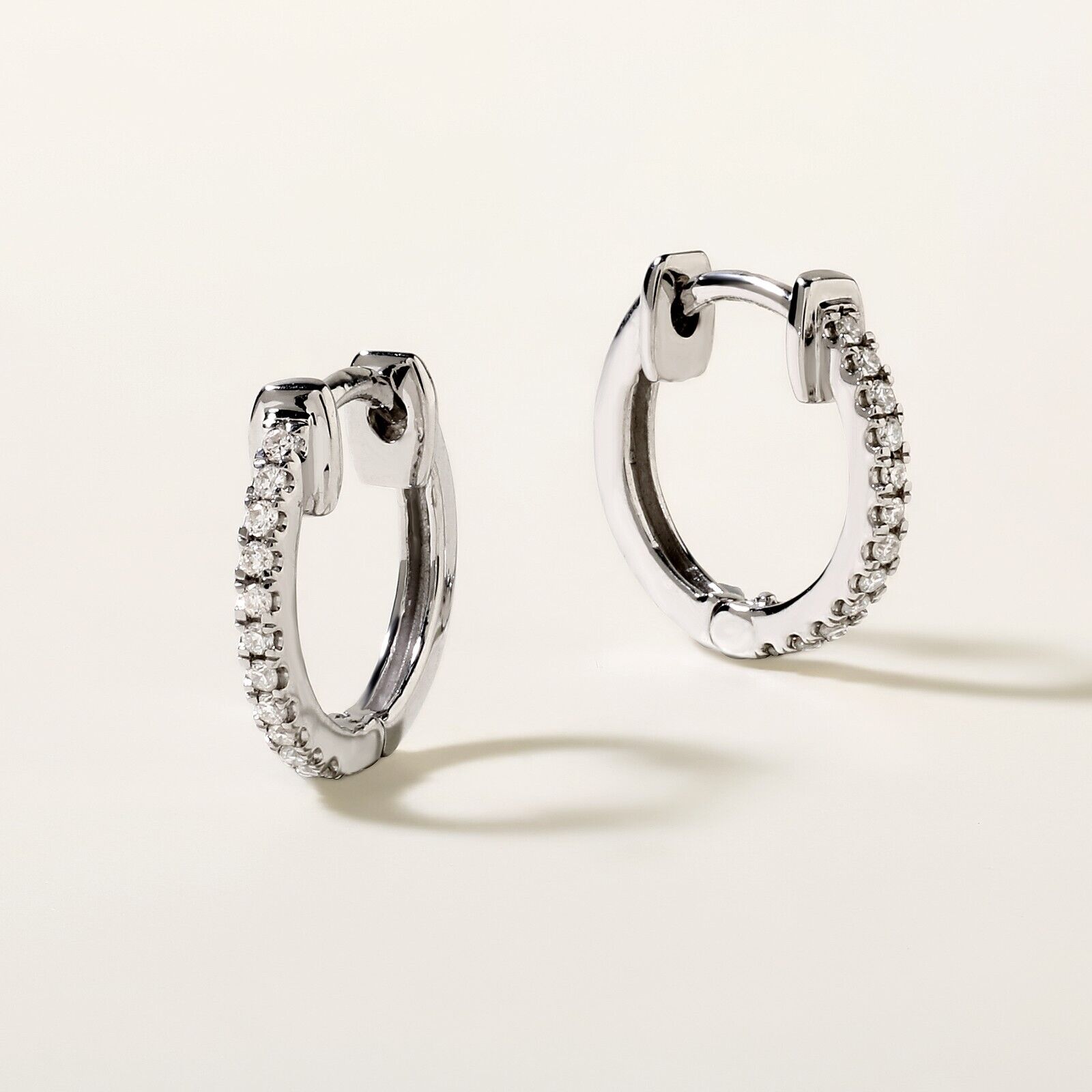 Natural Diamond Huggie 11.5mm Hoop Earrings