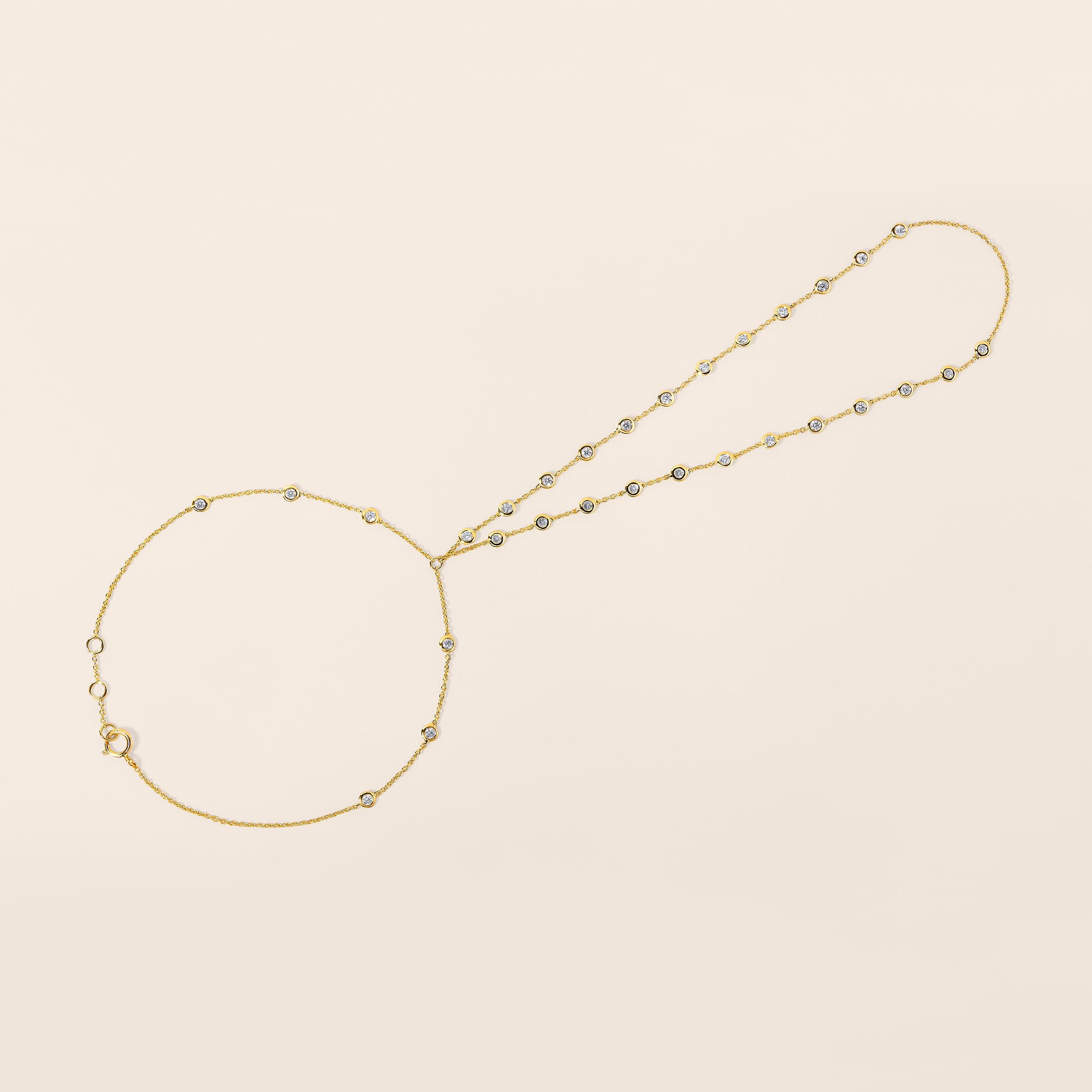 14K Gold 0.64ct Natural Diamond By Yard Hand Chain