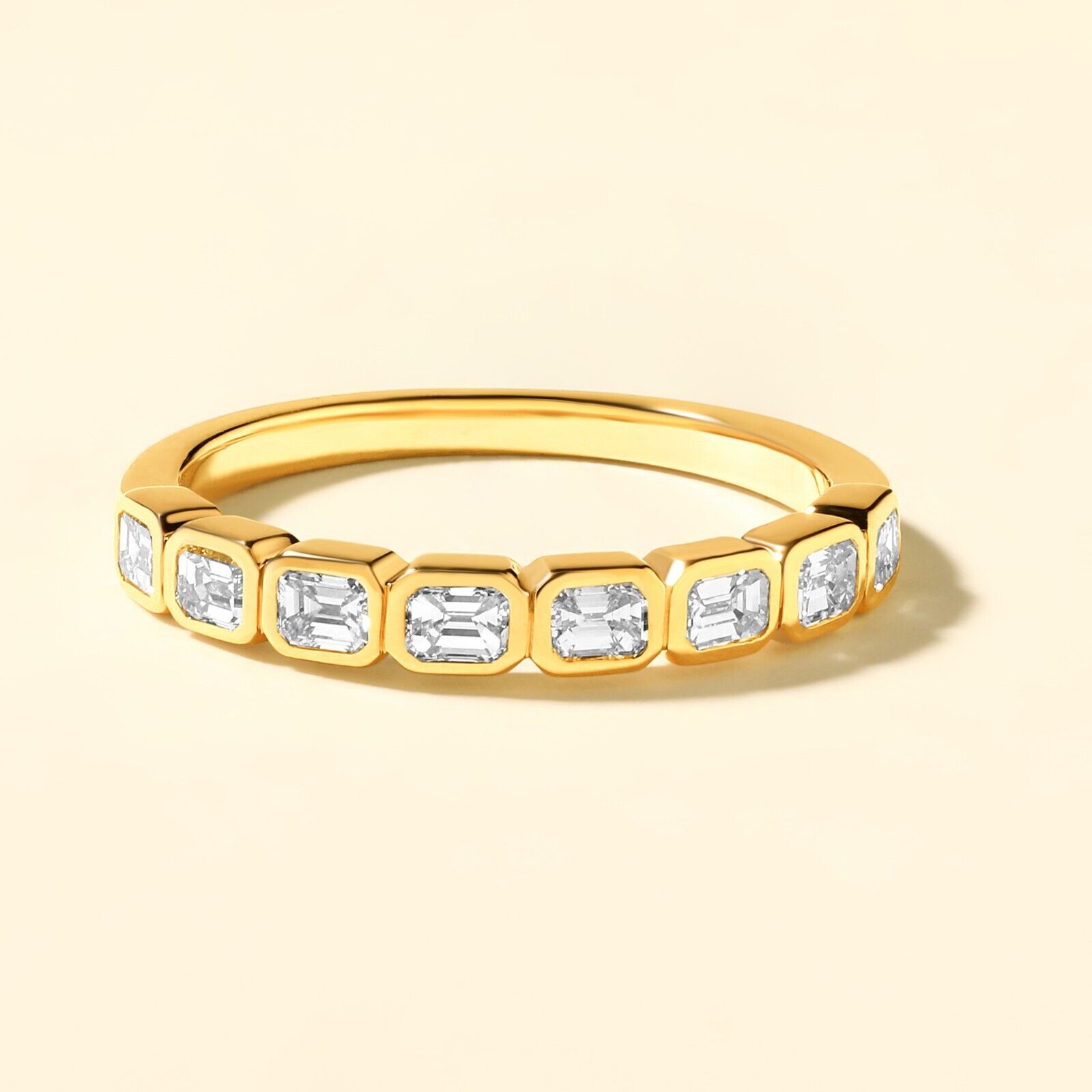 Natural Diamond Emerald Stack Eternity Band Ring