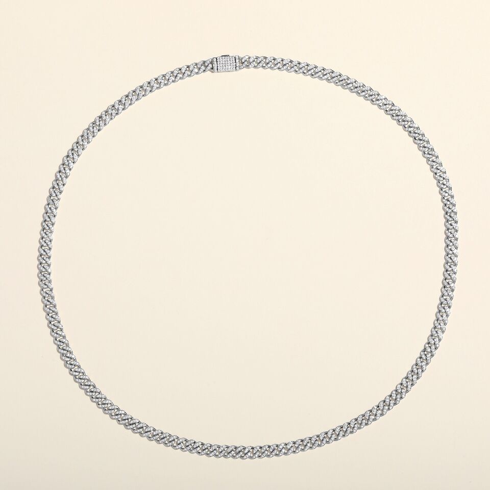 Natural Diamond 4.2mm Cuban Chain Link Necklace