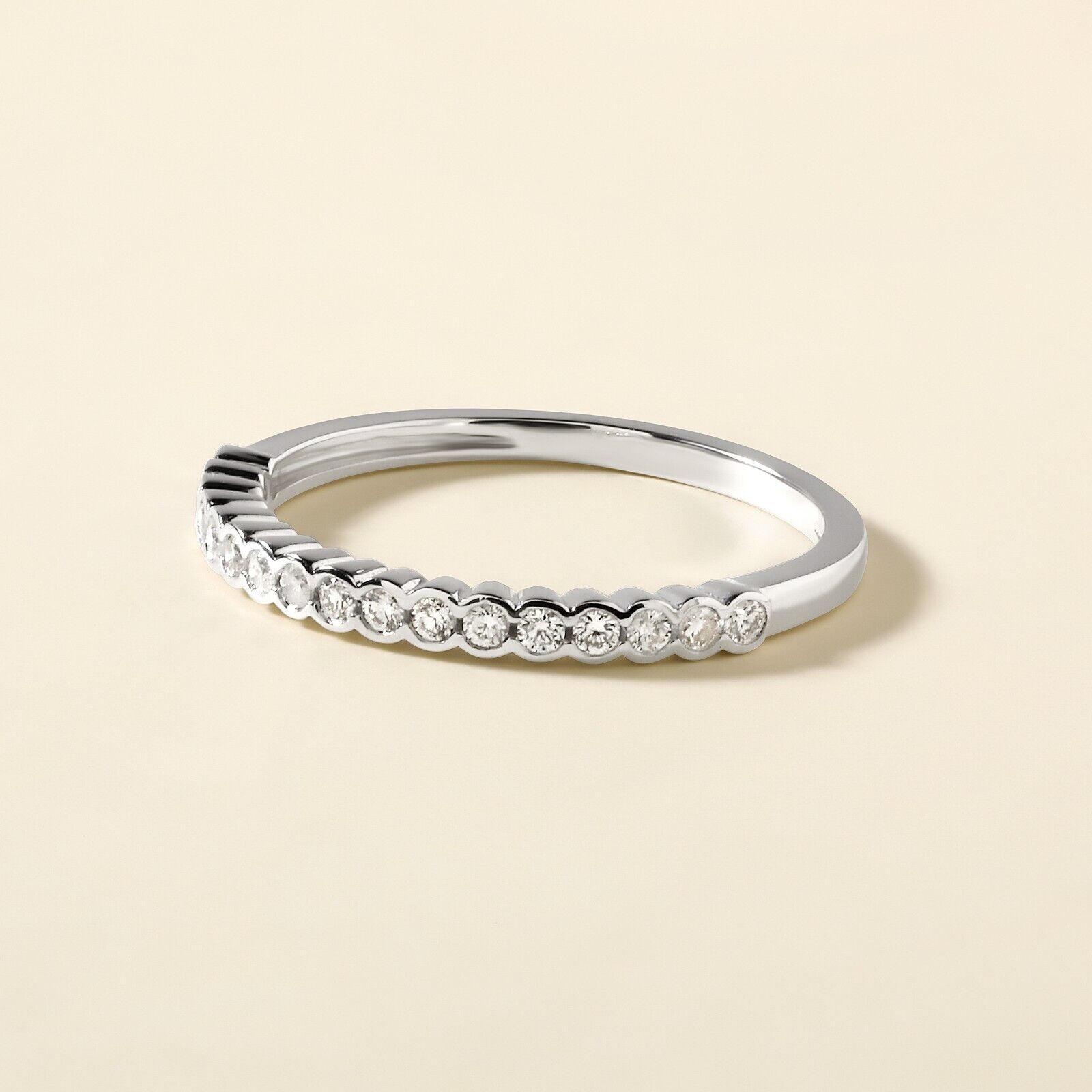 Natural Diamond Thin Half Bezel Eternity Band Ring