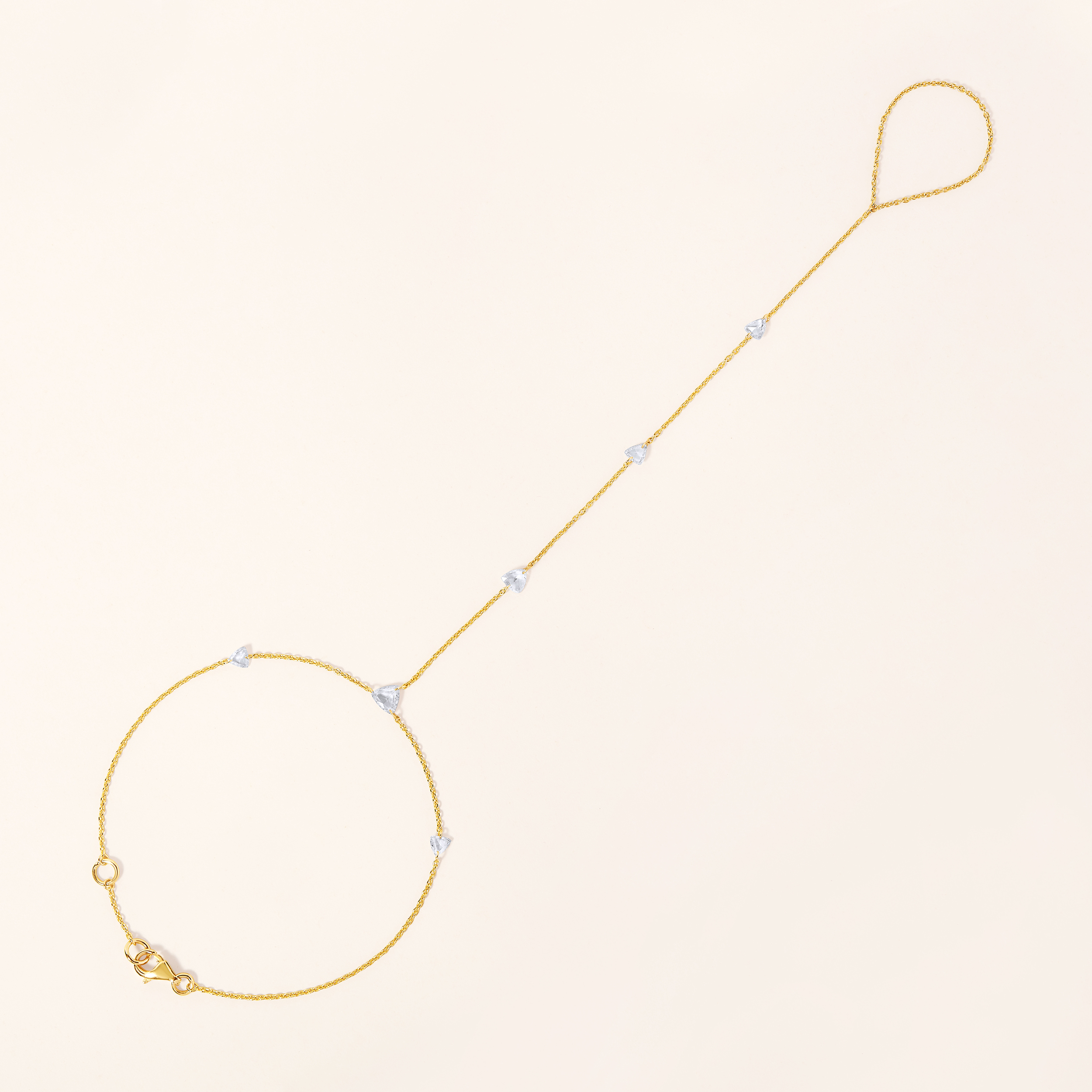 14K Gold 0.7ct Natural Diamond Rose Cut Hand Chain