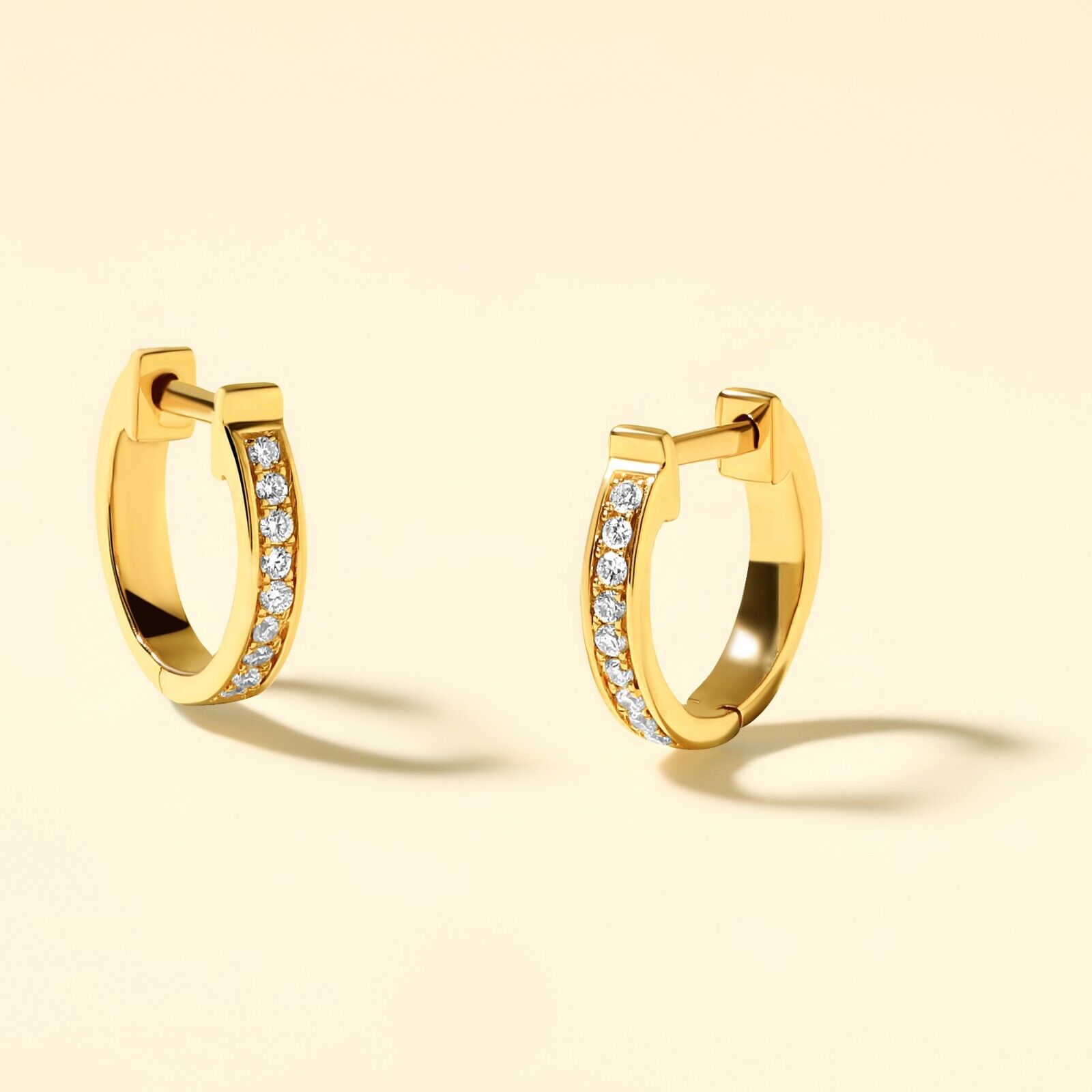 Natural Diamond 11mm Huggie Hoop Earrings
