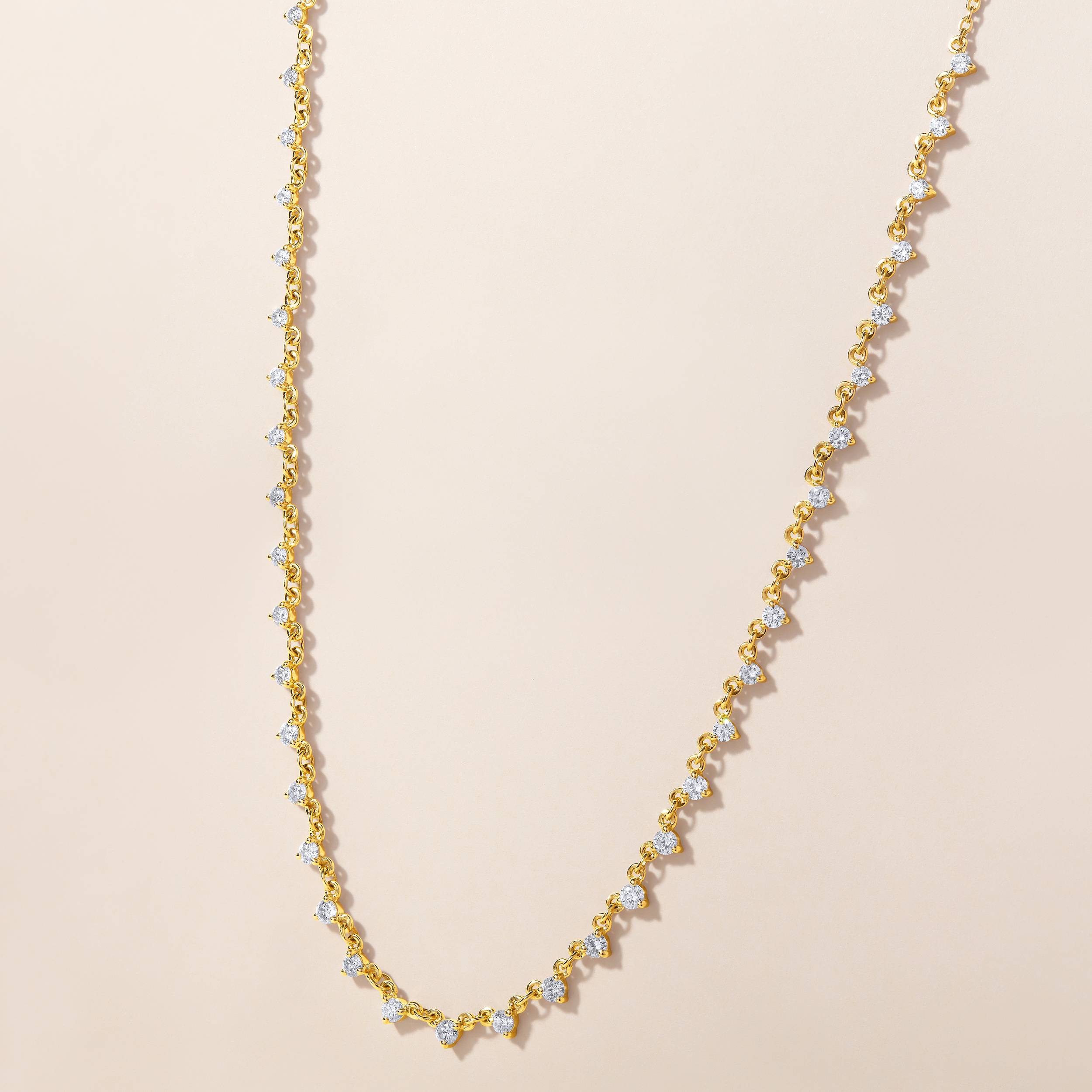 14K Gold 1.34ct Natural Diamond Bead Link Necklace