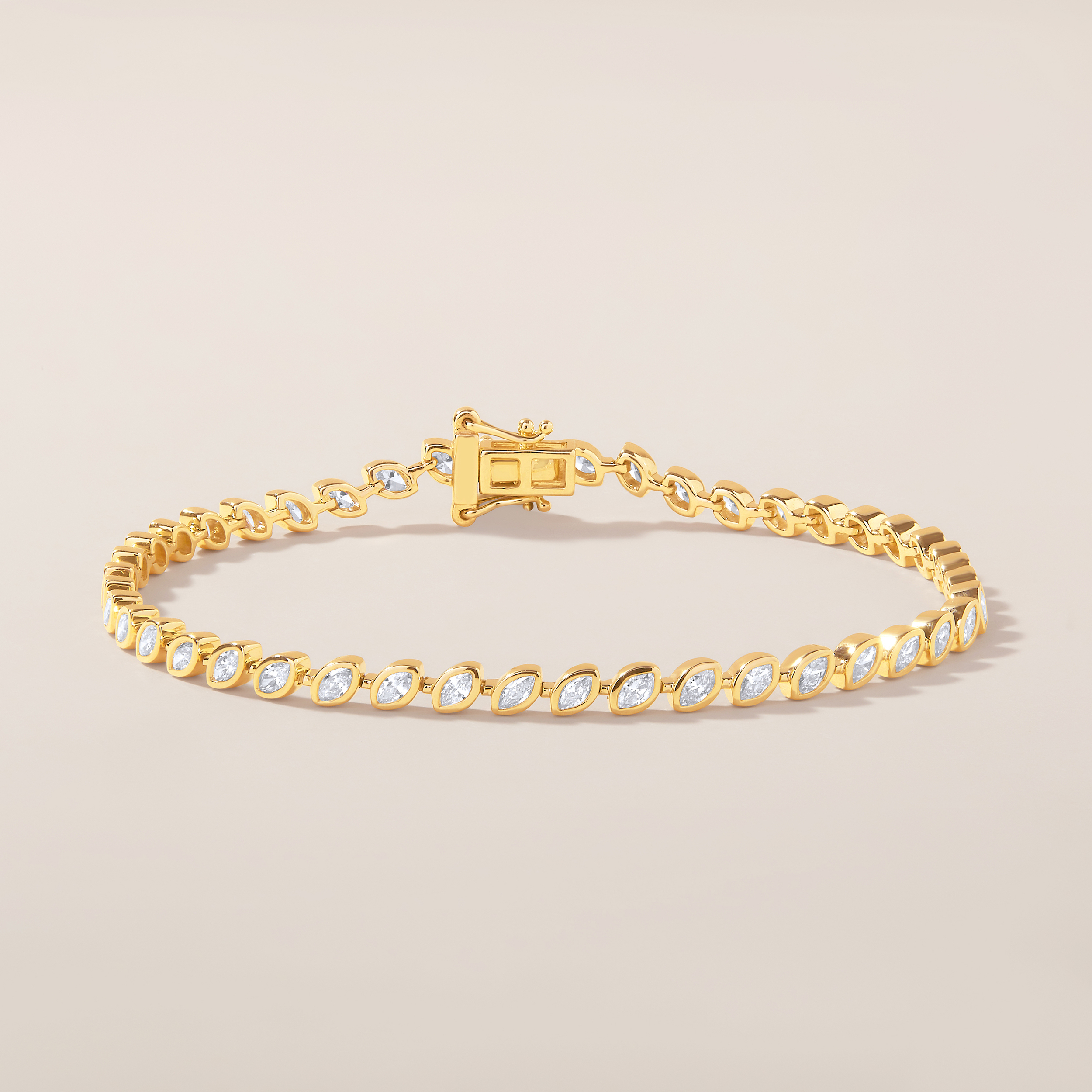 14K Gold 2.8ct Natural Diamond Marquise Bracelet