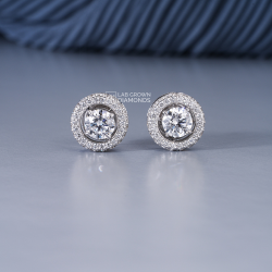14K White Gold Halo Diamond Stud Earrings