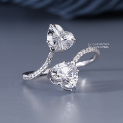 14K White Gold Heart Lab Diamond Ring