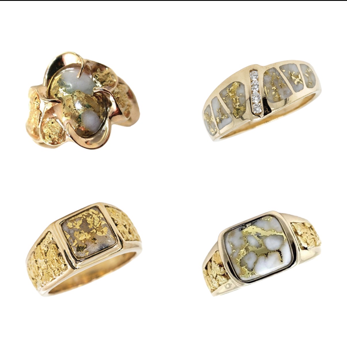 Gold Quartz Rings in 14k