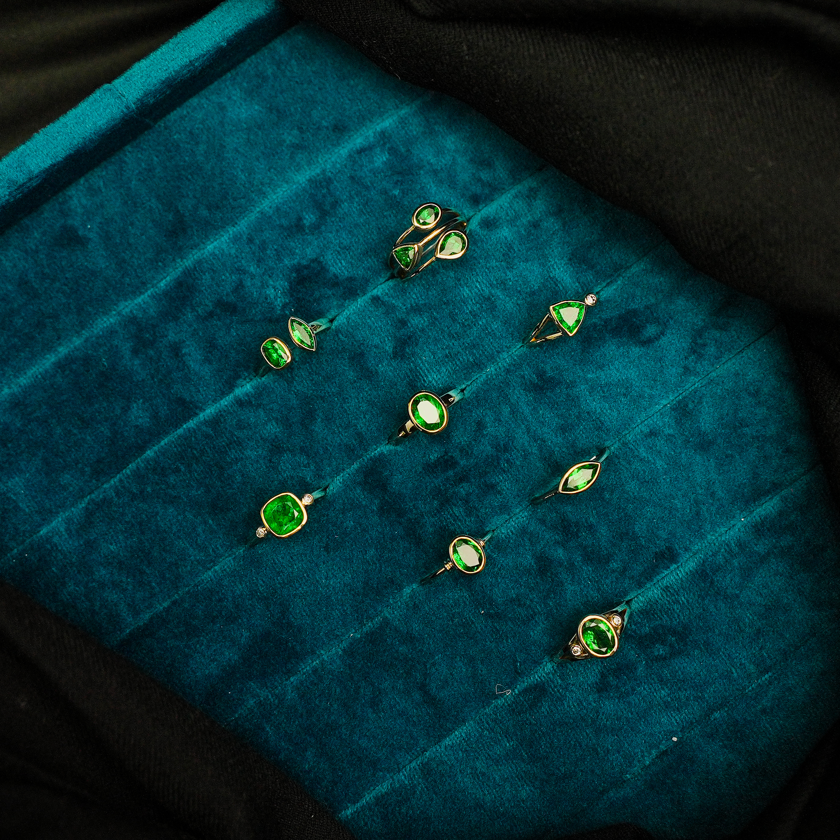 Tsavorite Garnet Rings in 14k Gold