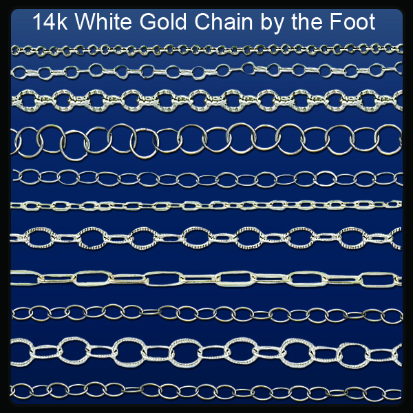 14K White Gold Chain by the Foot